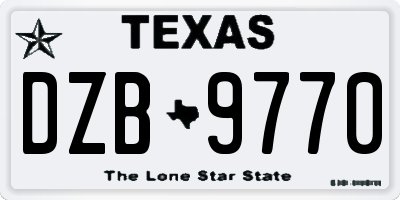 TX license plate DZB9770