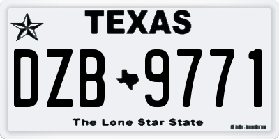 TX license plate DZB9771