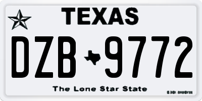 TX license plate DZB9772