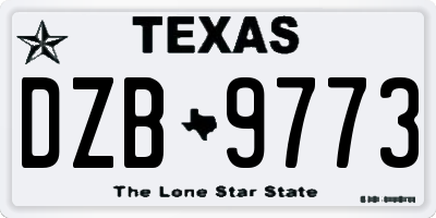 TX license plate DZB9773