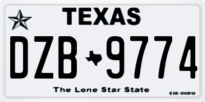 TX license plate DZB9774