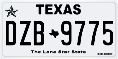 TX license plate DZB9775