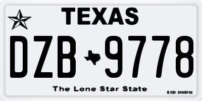 TX license plate DZB9778