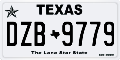 TX license plate DZB9779