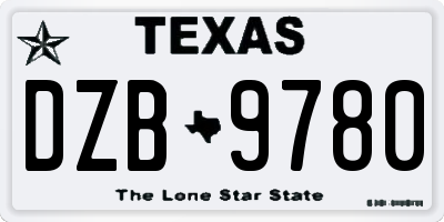 TX license plate DZB9780