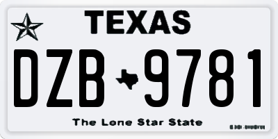 TX license plate DZB9781