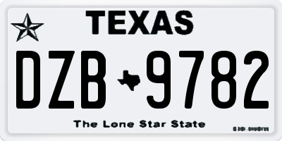 TX license plate DZB9782
