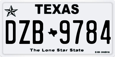 TX license plate DZB9784