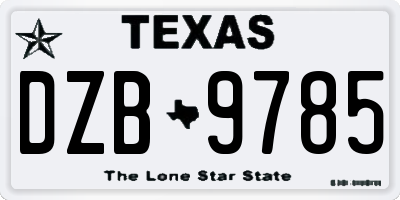 TX license plate DZB9785