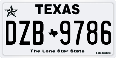 TX license plate DZB9786
