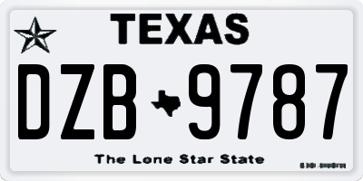TX license plate DZB9787