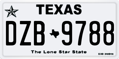 TX license plate DZB9788