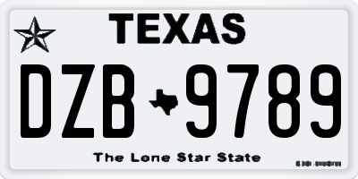 TX license plate DZB9789
