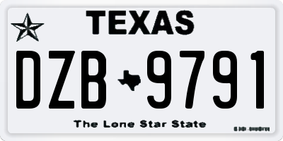 TX license plate DZB9791