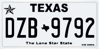 TX license plate DZB9792