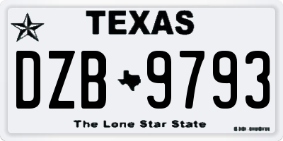 TX license plate DZB9793