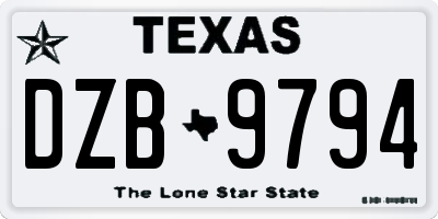TX license plate DZB9794