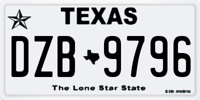 TX license plate DZB9796