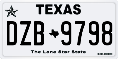 TX license plate DZB9798