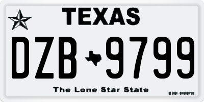 TX license plate DZB9799