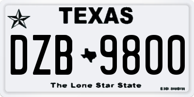 TX license plate DZB9800