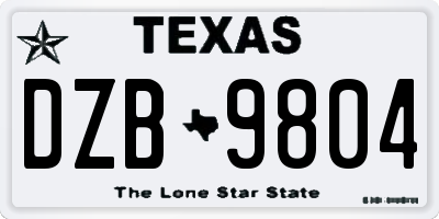 TX license plate DZB9804