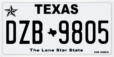 TX license plate DZB9805