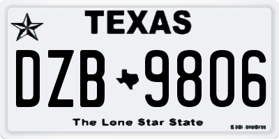TX license plate DZB9806