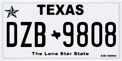TX license plate DZB9808