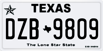 TX license plate DZB9809