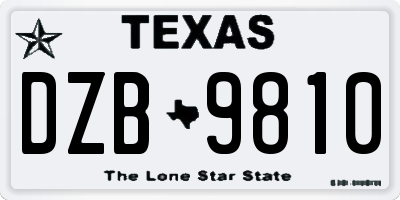 TX license plate DZB9810