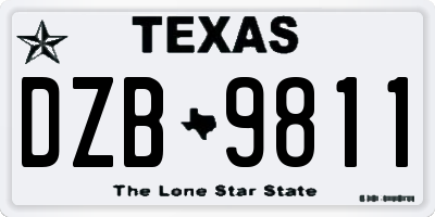 TX license plate DZB9811