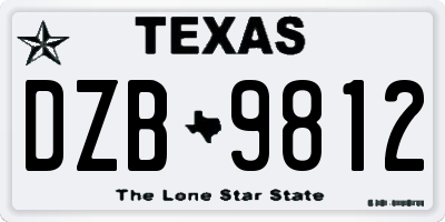 TX license plate DZB9812
