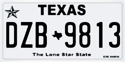 TX license plate DZB9813