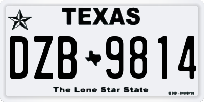 TX license plate DZB9814