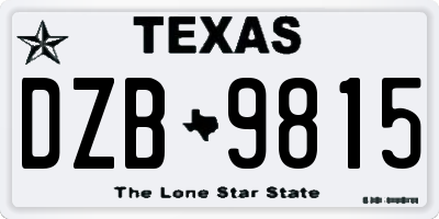 TX license plate DZB9815