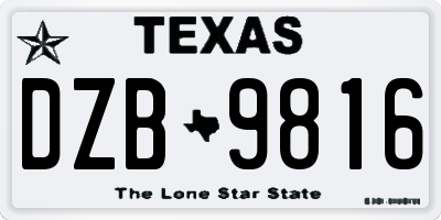 TX license plate DZB9816