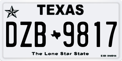 TX license plate DZB9817