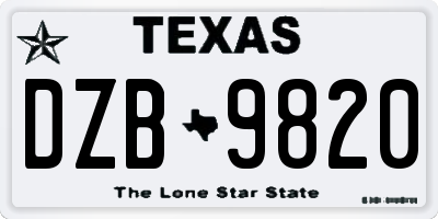 TX license plate DZB9820
