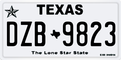 TX license plate DZB9823