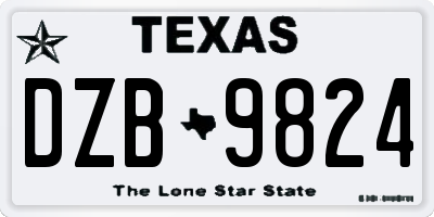 TX license plate DZB9824