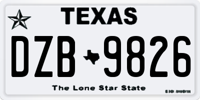 TX license plate DZB9826