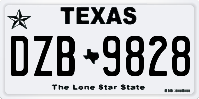 TX license plate DZB9828