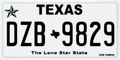 TX license plate DZB9829
