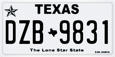 TX license plate DZB9831