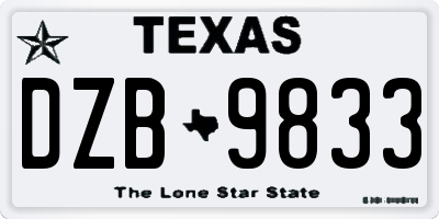 TX license plate DZB9833