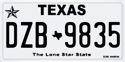 TX license plate DZB9835