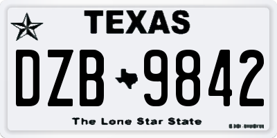 TX license plate DZB9842