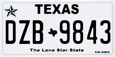TX license plate DZB9843