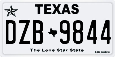TX license plate DZB9844
